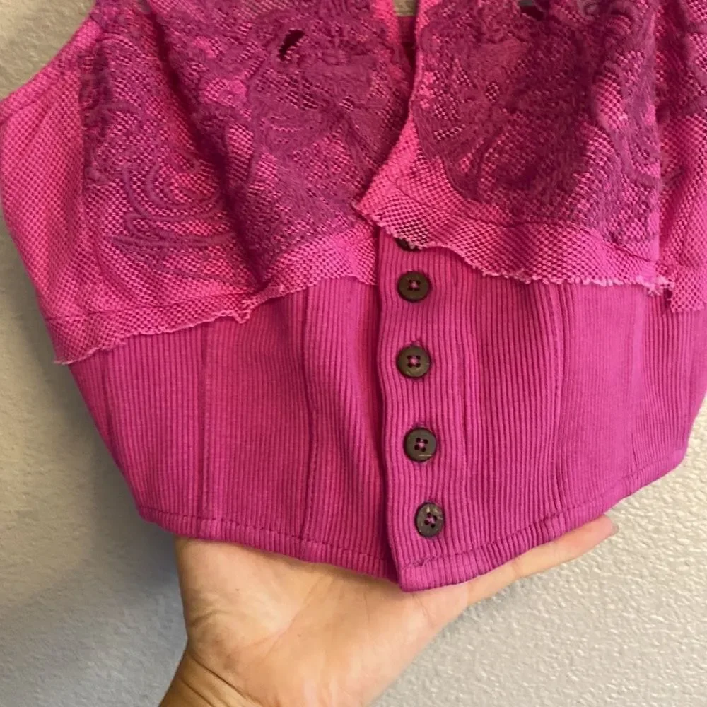 NWT- Free People Have My Heart Tank in Raspberry Sherbert -Size XS
